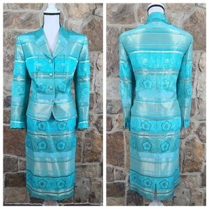 Rena Lange 14 Floral Skirt Suit Set